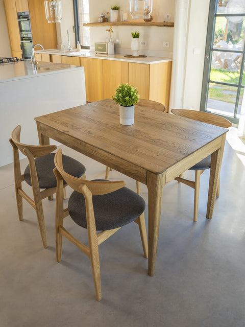 Dining extendable table of solid oak wood wild oak Luca