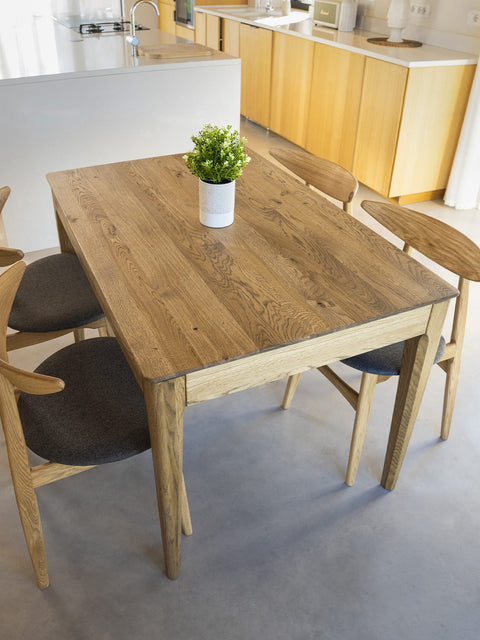 Dining extendable table of solid oak wood wild oak Luca