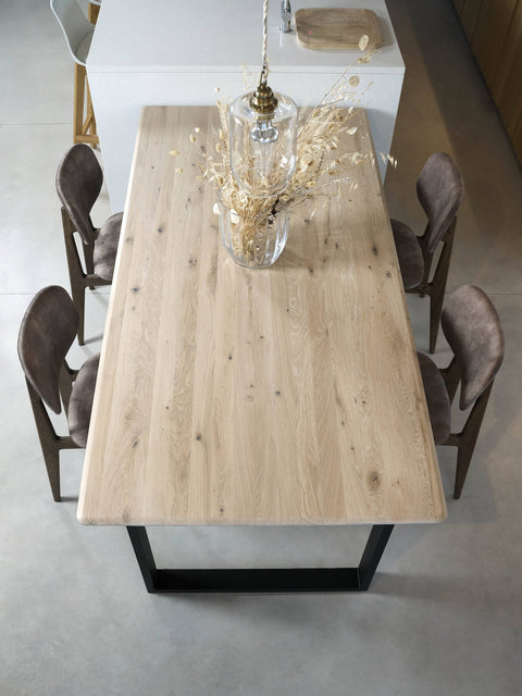 Tavolo da pranzo in rovere massello nordico loft bianco Ronelle