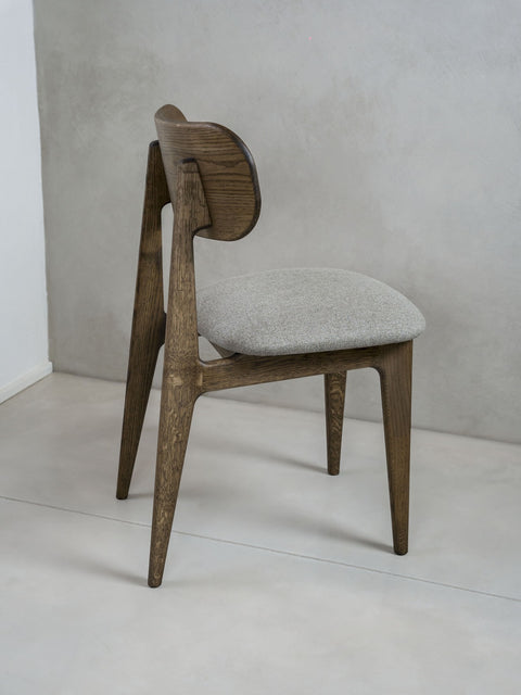 Dining chair of solid oak wood 80 cm smoked soft Paolo