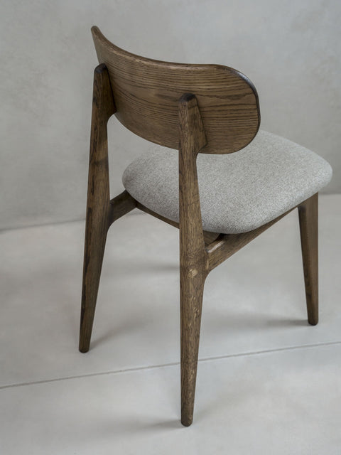 Dining chair of solid oak wood 80 cm smoked soft Paolo