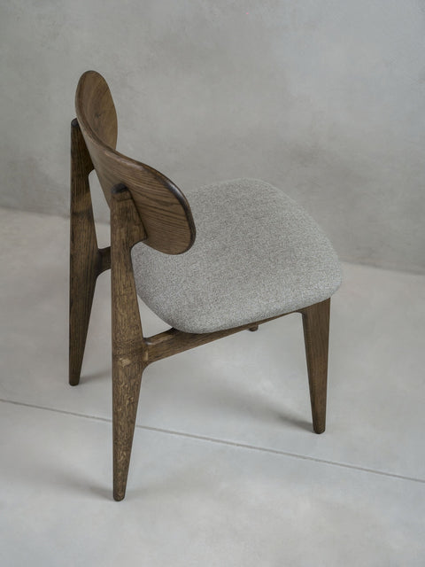 Dining chair of solid oak wood 80 cm smoked soft Paolo