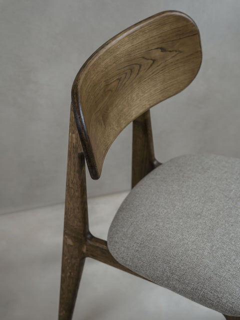 Dining chair of solid oak wood 80 cm smoked soft Paolo