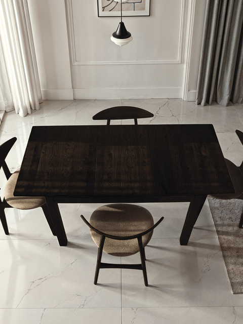 Tavolo da pranzo allungabile in rovere massello moderno nero Cancun