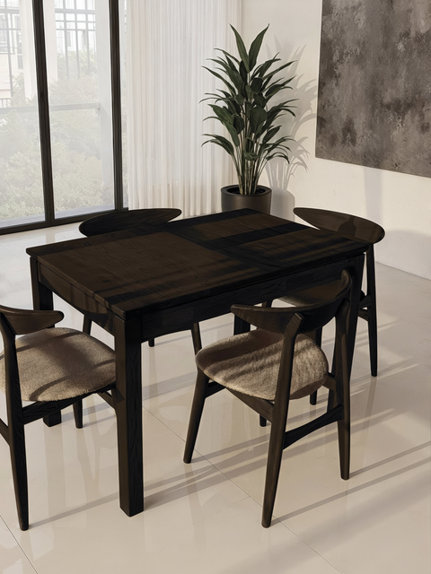 Tavolo da pranzo allungabile in rovere massello moderno nero Cancun