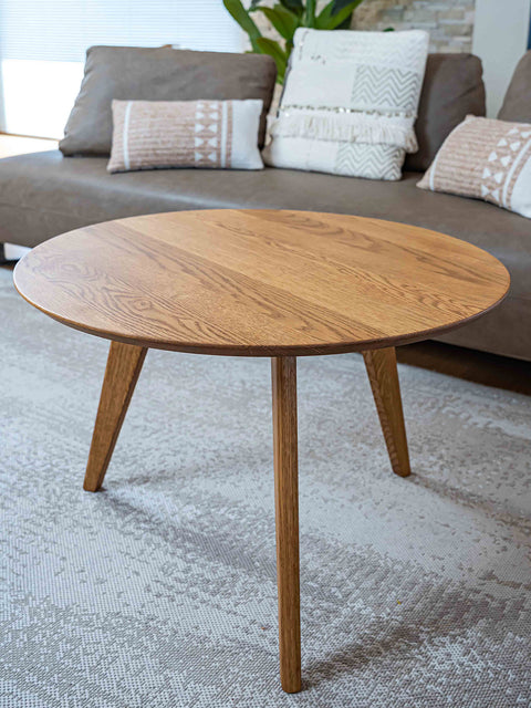 Tavolino da caffè 70 cm rovere massello finitura olio naturale moderno naturale Logan