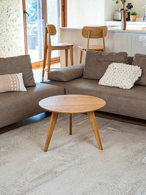 Tavolino da caffè 70 cm rovere massello finitura olio naturale moderno naturale Logan