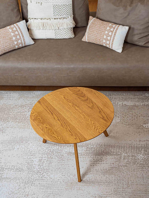 Tavolino da caffè 70 cm rovere massello finitura olio naturale moderno naturale Logan