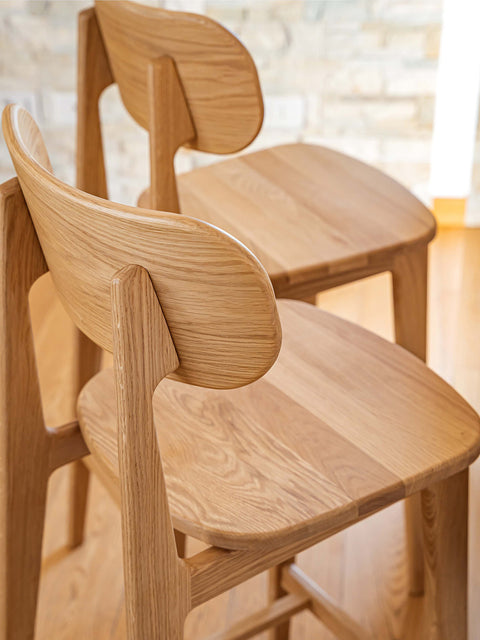 Bar chair of solid oak modern style natural 46x42x105 cm Paolo