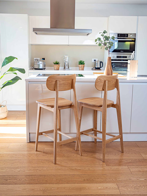 Sedia da bar in rovere massello stile moderno naturale 46x42 x109 cm Paolo