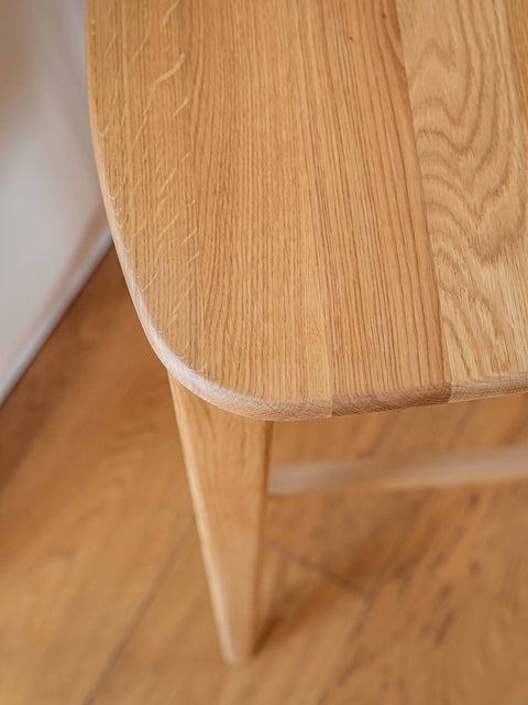Bar chair of solid oak modern style natural 46x42x105 cm Paolo