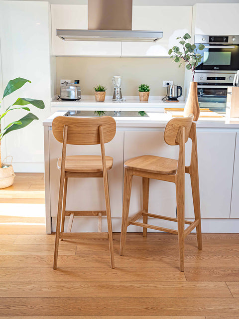 Sedia da bar in rovere massello stile moderno naturale 46x42 x109 cm Paolo