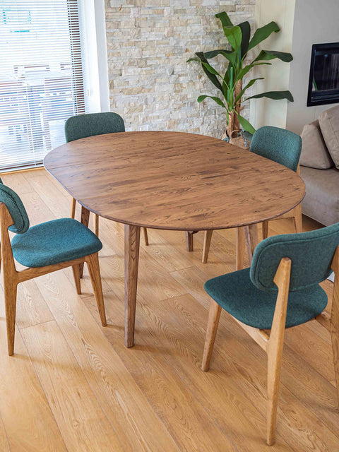 Dining extendable table solid oak modern brown Sun