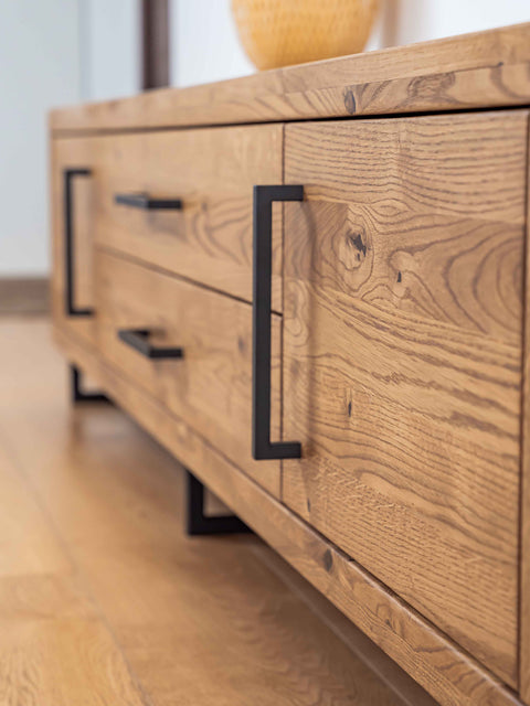 TV stand 200 сm of solid oak 2 doors modern nordic brown Cerano