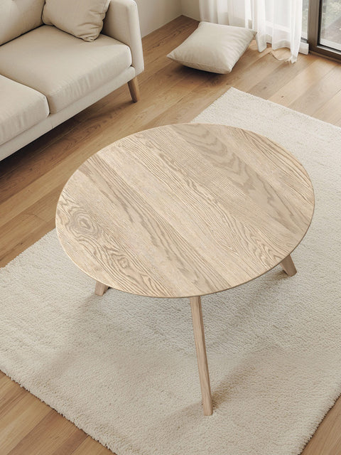 Tavolino da caffè 70 cm rovere massello finitura olio naturale moderno bianco Logan