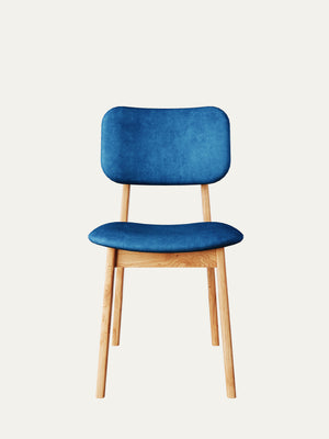 Chair 81 cm of solid oak and fabric soft seat modern natural Mevis