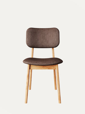 Chair 81 cm of solid oak and fabric modern soft seat natural brown Mevis