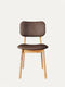 Chair 81 cm of solid oak and fabric modern soft seat natural brown Mevis