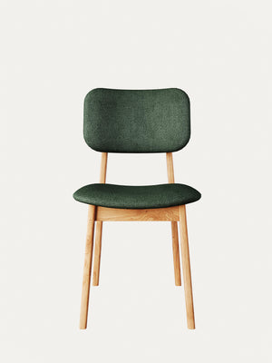Chair of solid oak and fabric natural green 81 cm Mevis