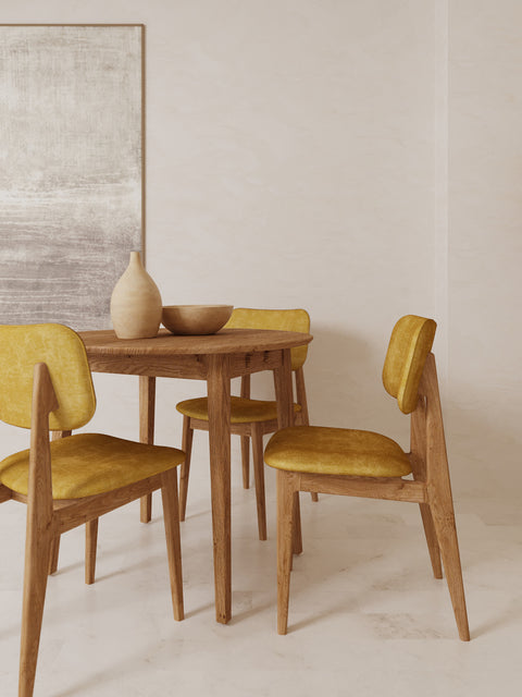 Sedia da pranzo in massello di rovere marrone giallo morbida Mevis