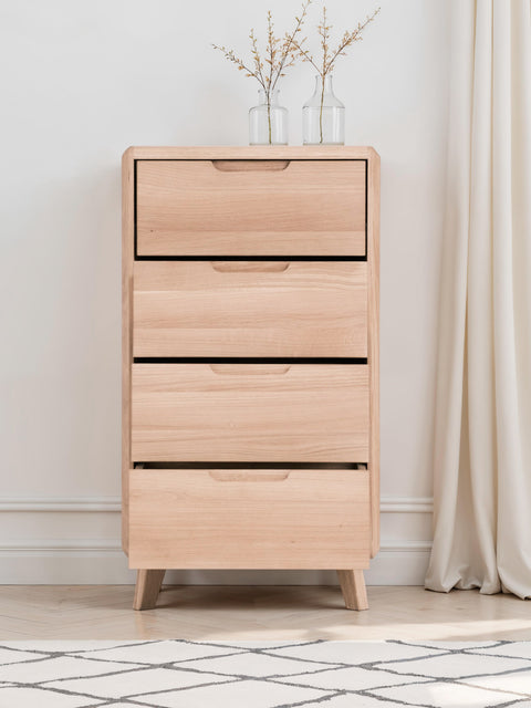 Cassettiera in rovere massello sbiancato 50 cm Portofino