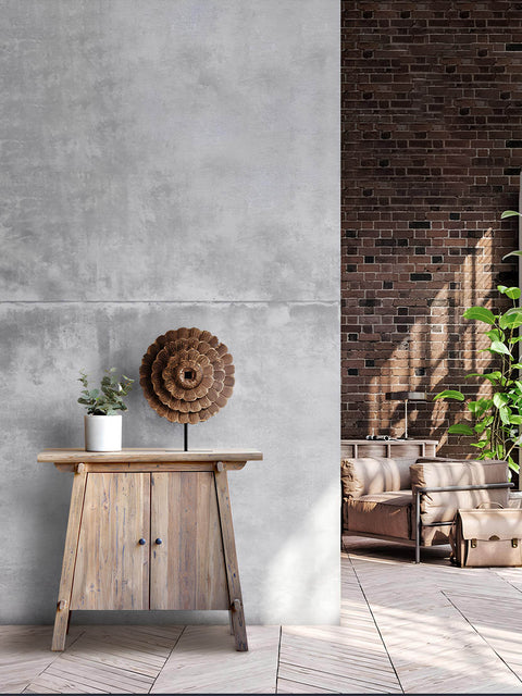 Mobile a 2 ante in teak riciclato moderno naturale 90x56x80 cm Harmony