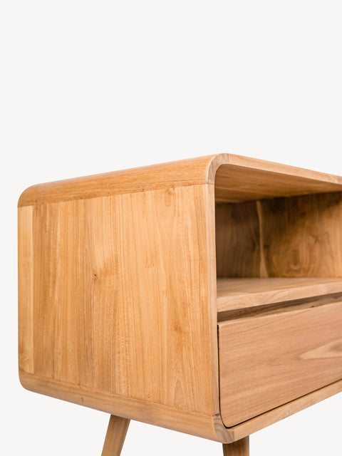 Mobile porta TV 3 cassetti in massello di teak naturale 160x45x62 cm Anda