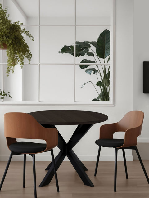 Dining table loft of solid oak nordic black 100x100x75 cm Soles