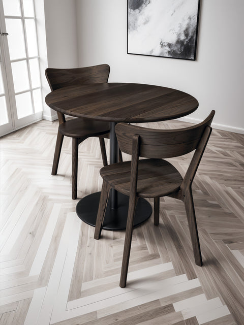 Tavolo da pranzo rotondo in rovere massello moderno nero Echo