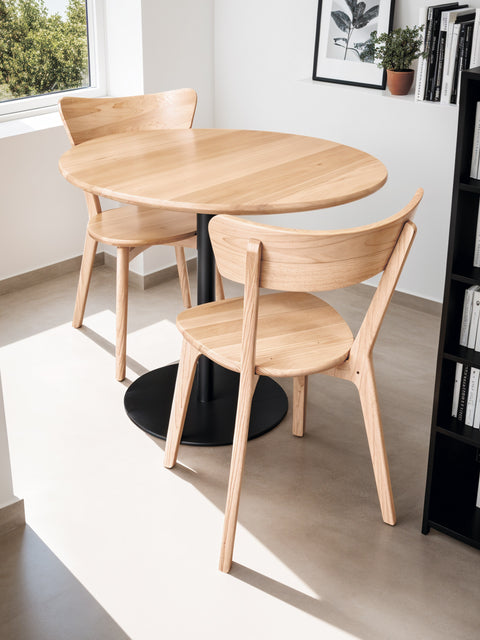 Tavolo da pranzo rotondo in rovere massello moderno bianco Echo