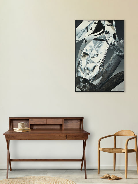 Scrivania 180 cm in massello di teak con 5 cassetti in stile moderno marrone Neo
