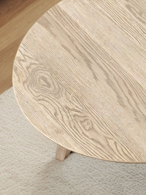 Tavolino da caffè 70 cm rovere massello finitura olio naturale moderno bianco Logan