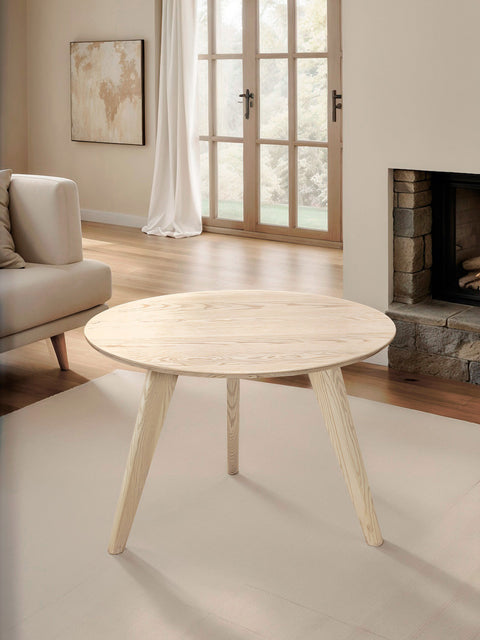 Tavolino da caffè 70 cm rovere massello finitura olio naturale moderno bianco Logan