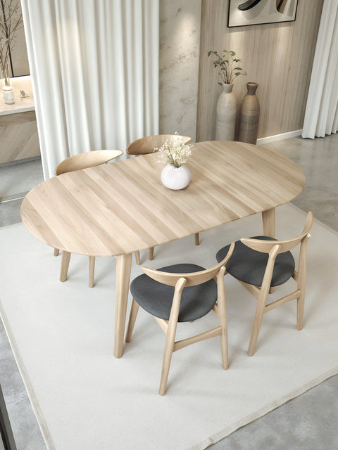 Dining Table of solid oak modern nordic white Florence