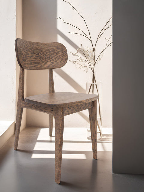 Dining chair of solid oak smoked 80 cm Paolo