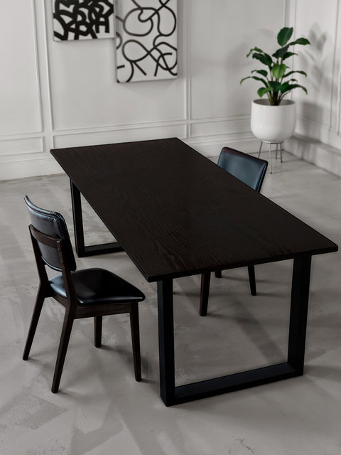 Dining Table of solid oak nordic loft black Ronelle