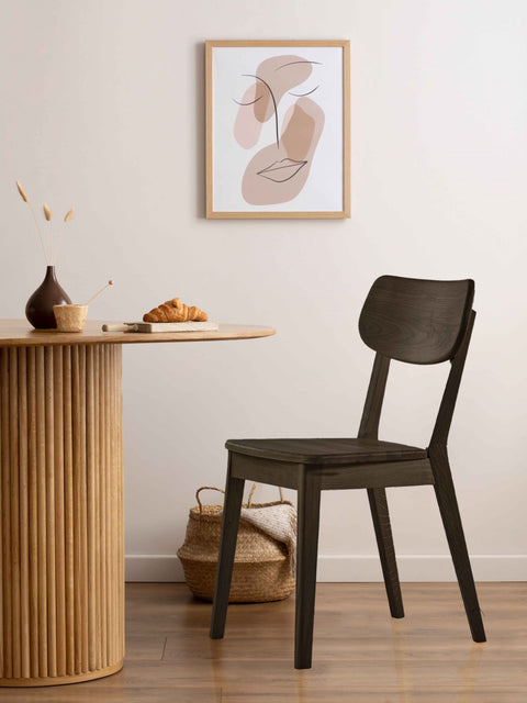 Sedia 80 cm in rovere finitura olio naturale sedile rigido moderna nera Teo