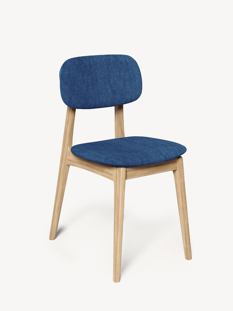 Chair 81 cm of solid oak and fabric soft seat modern natural Mevis