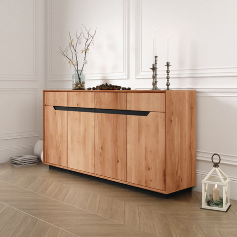 Sideboard 180 сm with 4 doors of solid oak natural modern Adena