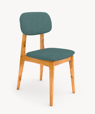 Chair 81 cm of solid oak and fabric modern soft seat natural green Mevis