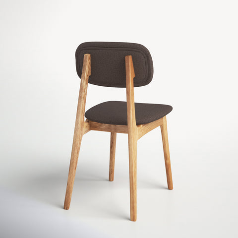 Chair 81 cm of solid oak and fabric modern soft seat natural brown Mevis