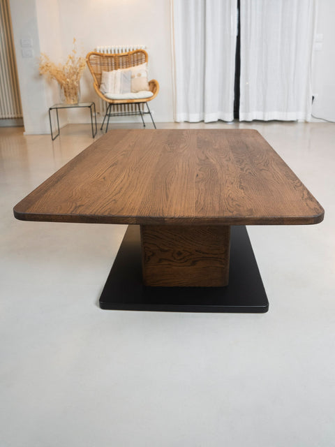 Tavolino da caffè in legno massello di rovere fumé 120x80x40 cm Galileo