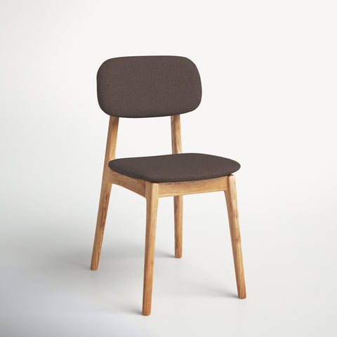 Chair 81 cm of solid oak and fabric modern soft seat natural brown Mevis