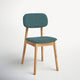 Chair 81 cm of solid oak and fabric modern soft seat natural green Mevis