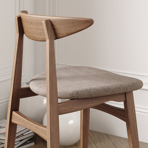 Dining chair from solid oak brown soft 75 cm Positano