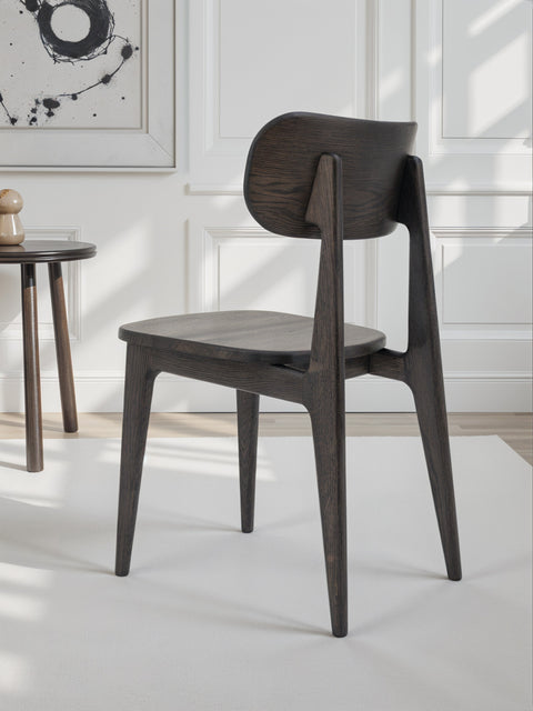Chair of solid european oak 80 cm hard seat black Paolo