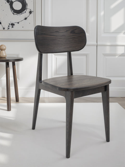 Sedia in rovere massello europeo 80 cm con sedile rigido nera Paolo