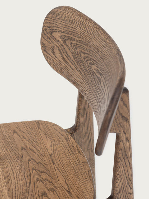 Dining chair of solid oak smoked 80 cm Paolo