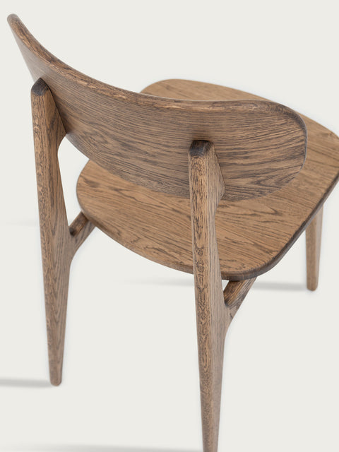 Dining chair of solid oak smoked 80 cm Paolo