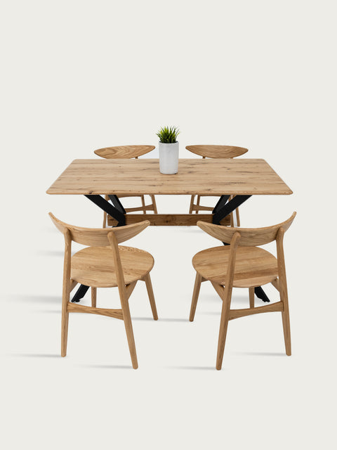 Dining chair from solid oak natural modern hard 75 cm Positano